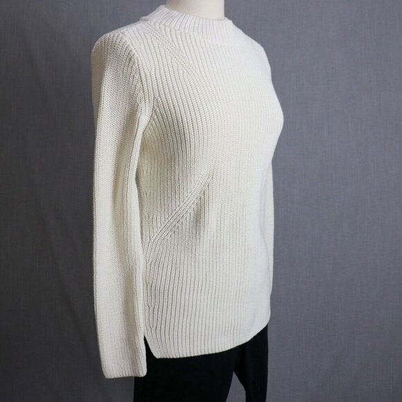 Talbots Rib Knit Sweater Womens M Pullover Crewneck Cotton Long Line Apris Ski - Picture 4 of 14